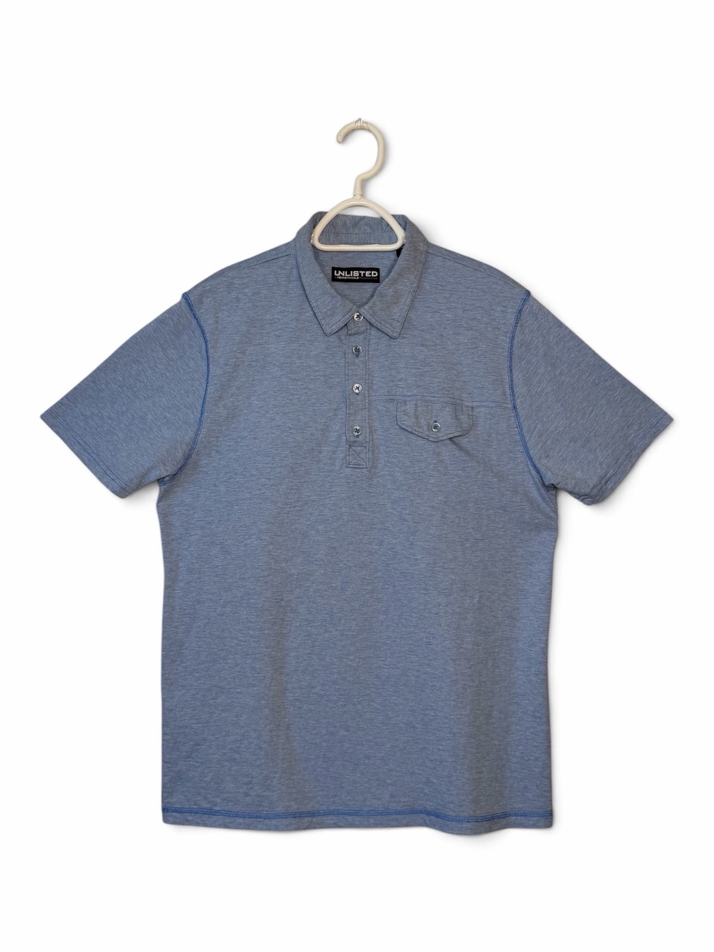UNLISTED Men's Heather Blue Short-Sleeve Polo Medium